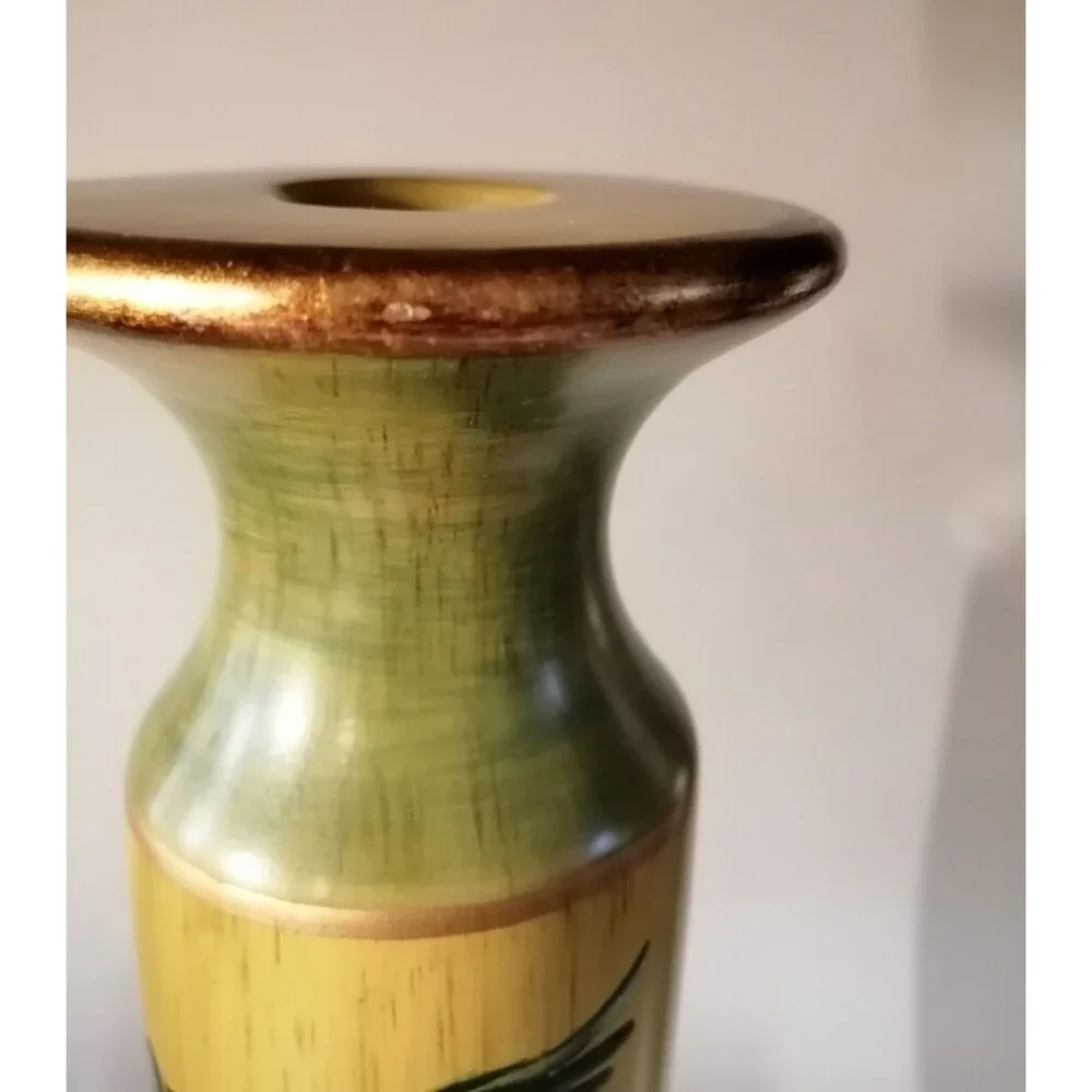 Vintage Hand Painted Birds Oriental Ceramic Home Decor Candle Holder 12